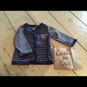 Carters blue striped cardigan 3M